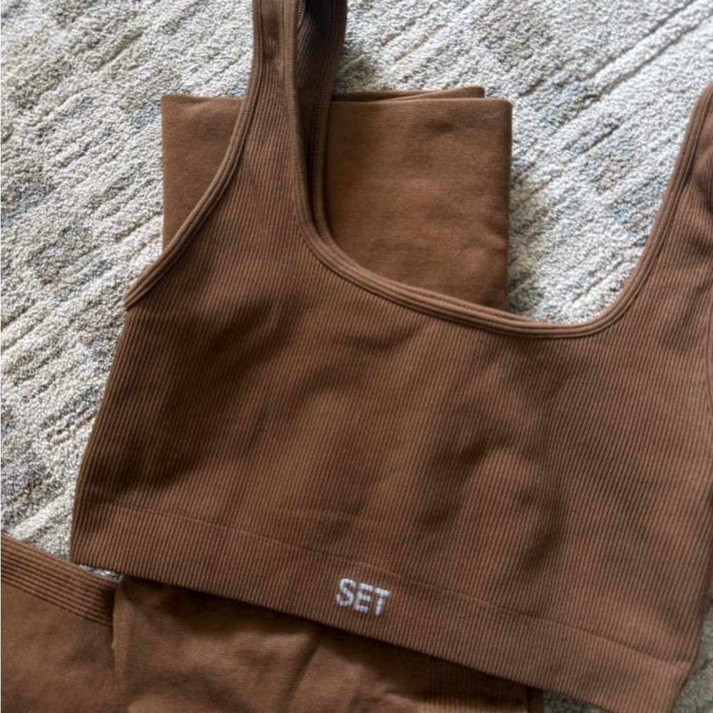 SET Active Sculptflex Brown Ribbed Active Set - Picture 2 of 2